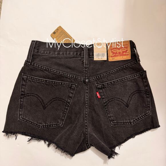 NEW Levi's Jean Shorts High Waisted 501 black denim cut off 24 NWT! - Picture 4 of 10